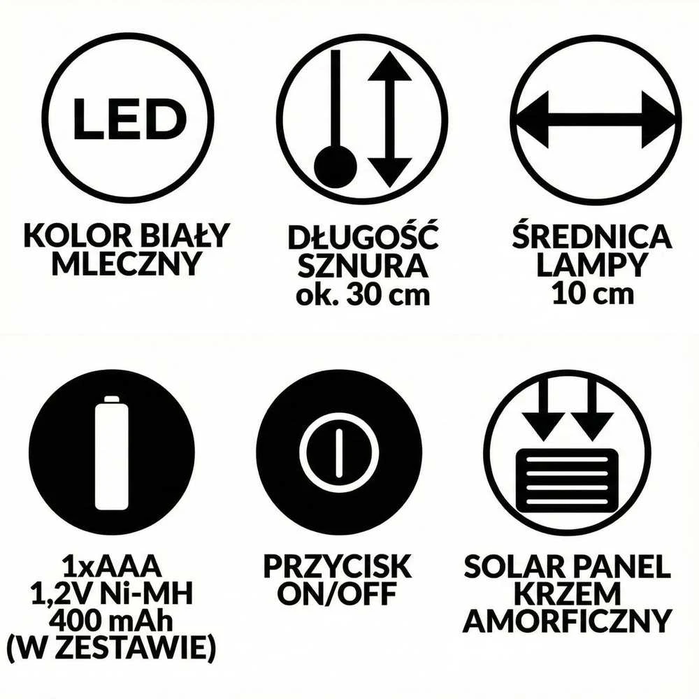 Saska Garden Saulės lempa plastikinė kabanti 10x30 cm