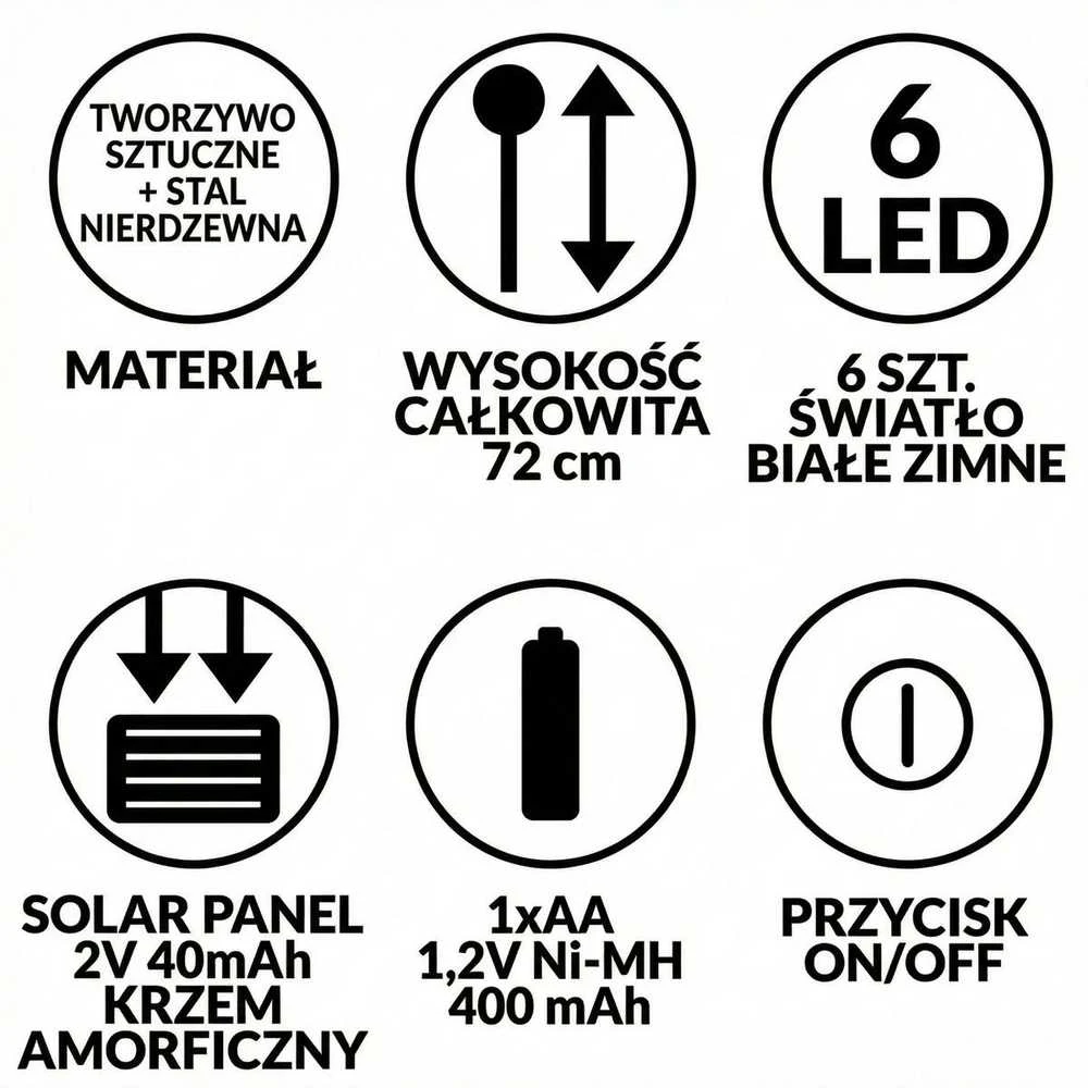 Saska Garden Saulės lemputė su šešiomis LED lemputėmis