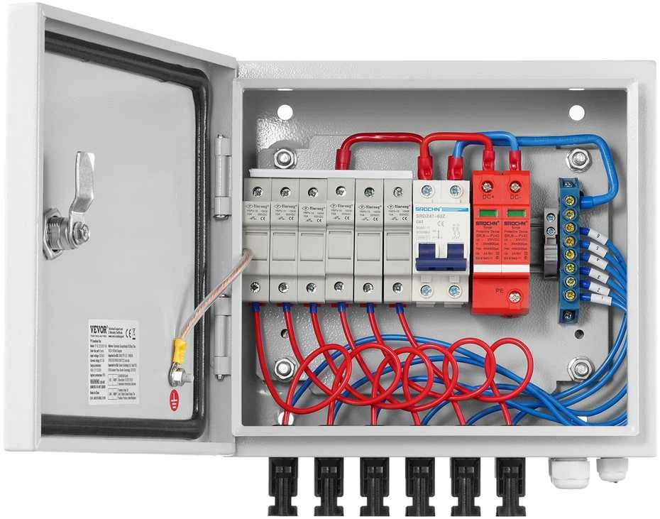 VEVOR Saulės PV skirstymo dėžė 6 linijų, 10A IP65