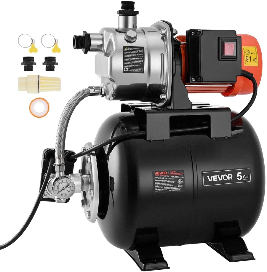 VEVOR Seklios gręžinio siurblys su slėgio indu 1 HP