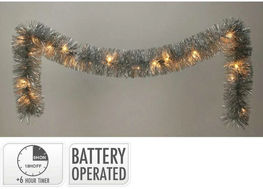 Christmas Decoration Sidabrinė dekoratyvinė girlianda 270 cm su LED