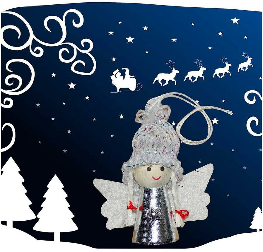 Saska Christmas sidabrinis kalėdinis angeliukas 7 cm
