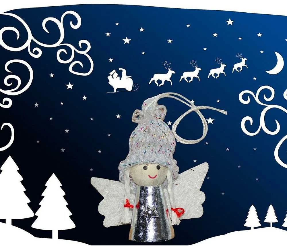 Saska Christmas sidabrinis kalėdinis angeliukas 7 cm