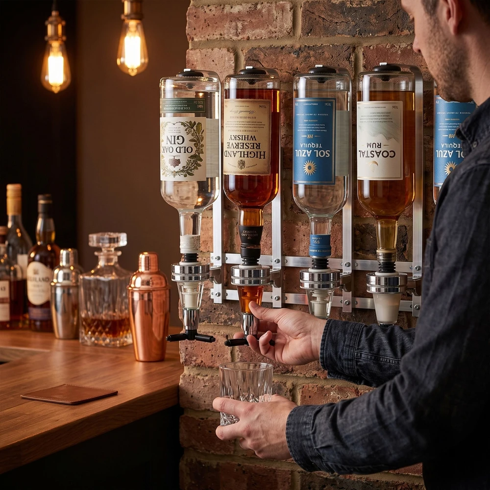 Relaxdays Sieninis baro laikiklis „Bar Butler“ 8 buteliams