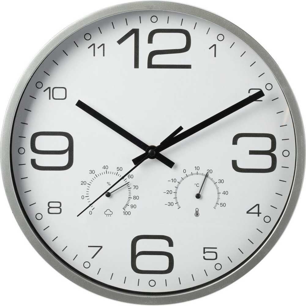 Nežinomas Sieninis laikrodis baltas su higrometru termometru 30 cm