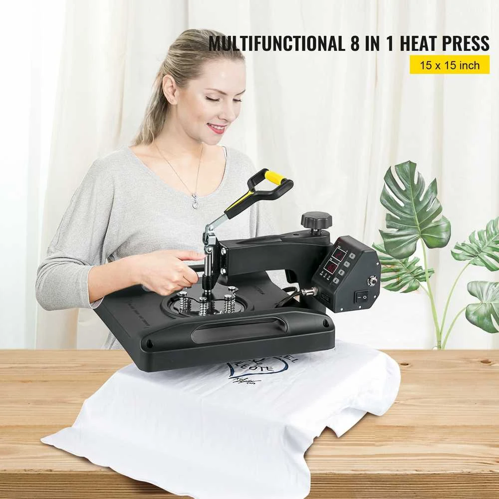 VEVOR Šilumos presas 15 x 15 cm 8 į 1 su pasukimu