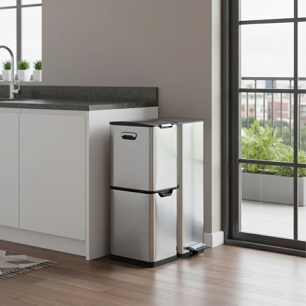 Relaxdays Šiukšliadėžė, 3 skyriai, 60 l