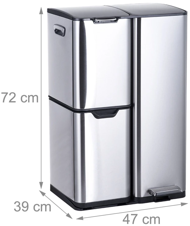 Relaxdays Šiukšliadėžė, 3 skyriai, 60 l
