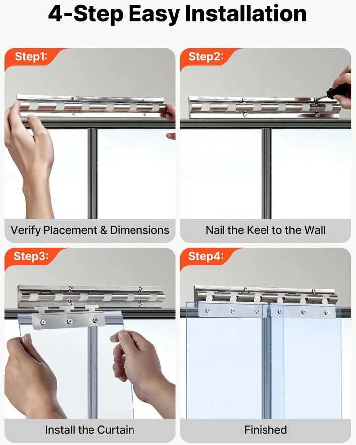 VEVOR skaidrios pvc užuolaidos 2,4x1,5 m
