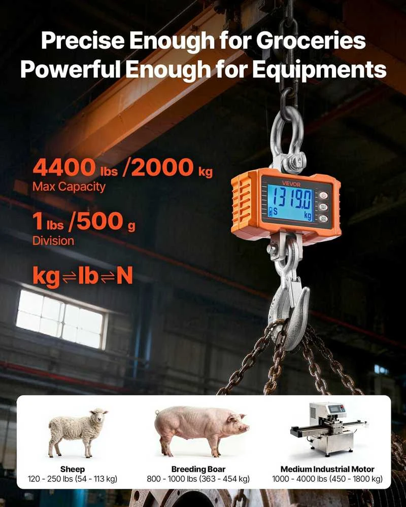 VEVOR Skaitmeninės kranų svarstyklės 2000 kg