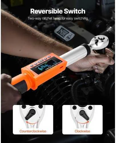VEVOR Skaitmeninis sukimo momento raktas 3/8" 0-135 N.m
