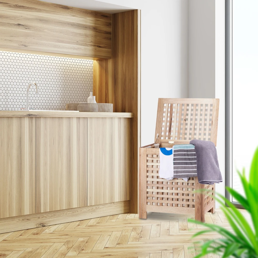 Relaxdays Skalbinių dėžė, riešutmedžio