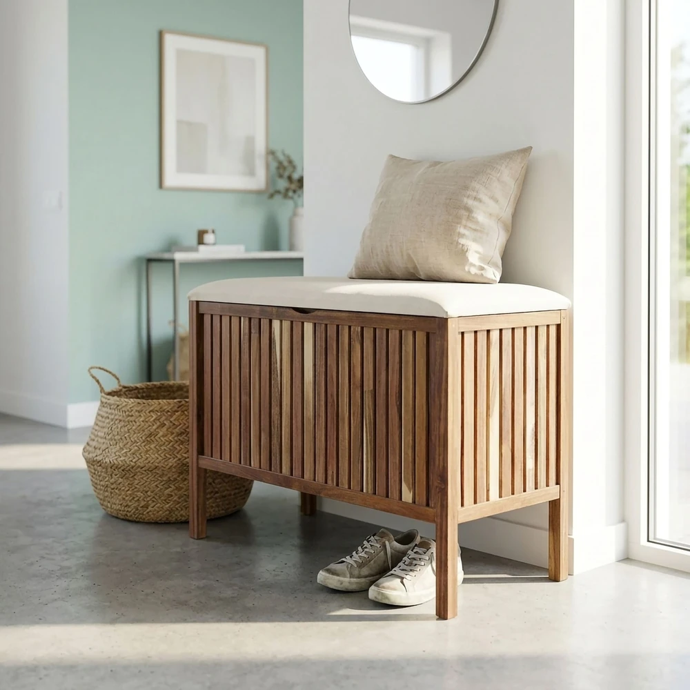 Relaxdays Skalbinių suolas iš akacijos medienos