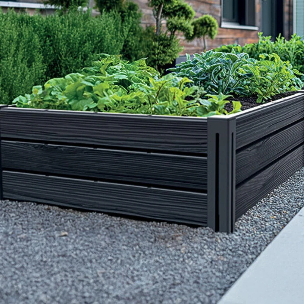 Prosperplast GRZĄDKA RABATKA OGRODOWA OBRZEŻE BASE WOOD 149x75CM ANTRACYTOWA 570549