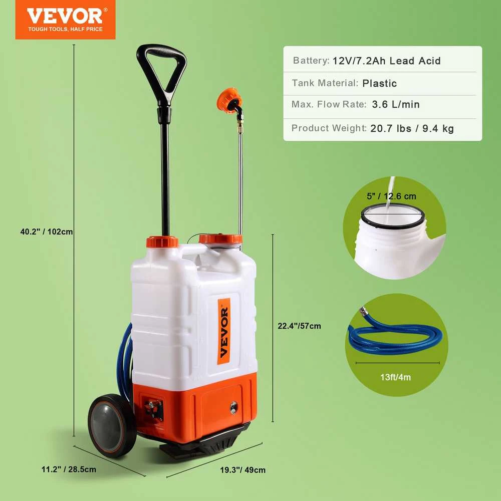 Vevor Sodo purkštuvas su nugara, 15 L, 094 PSI