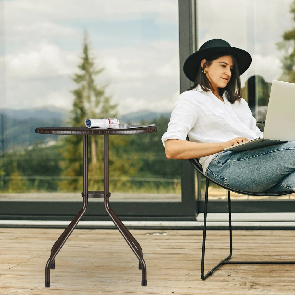 Relaxdays Sodo stalas su rotango imitacija