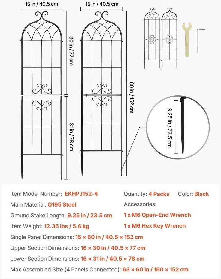 VEVOR Sodo vijoklis, 152 x 40.5 cm, 4 vnt.