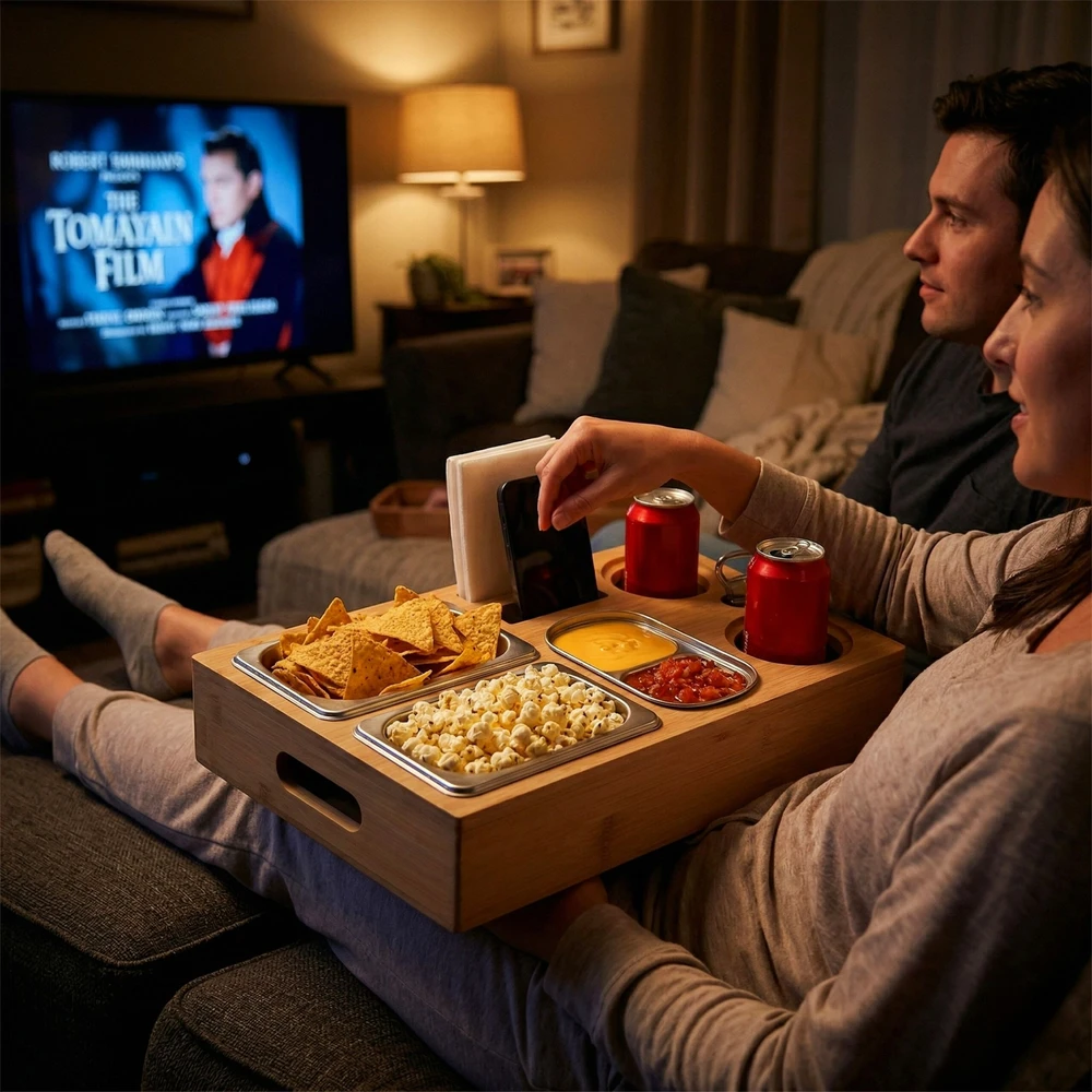Relaxdays Sofos padėklas su 3 nerūdijančio plieno dubenėliais