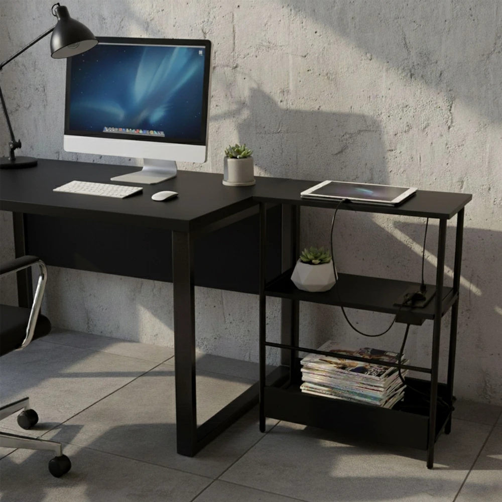 Relaxdays Šoninis staliukas su elektros lizdu ir USB prievadais