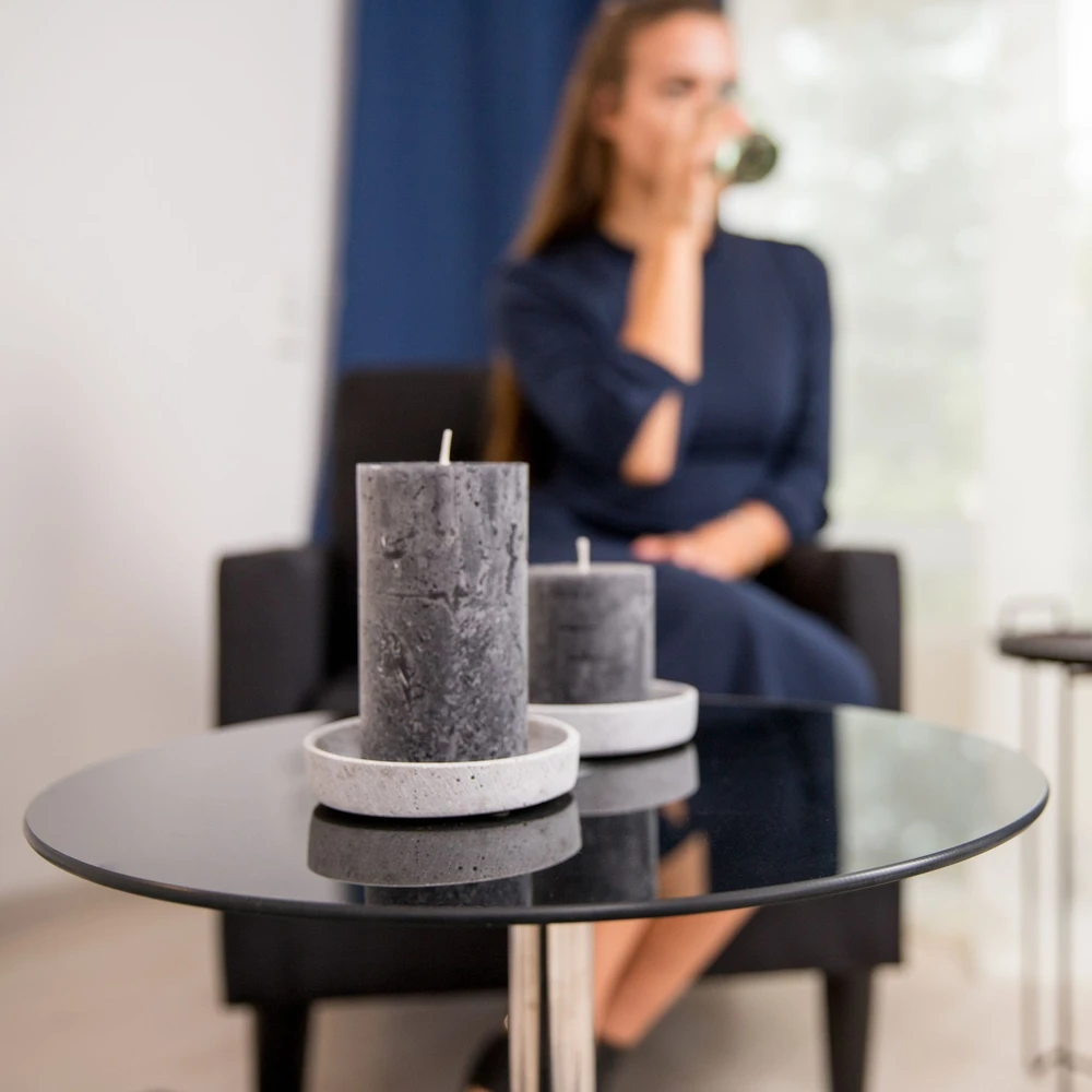 Relaxdays Šoninis staliukas su nerūdijančio plieno kojele ir stiklu