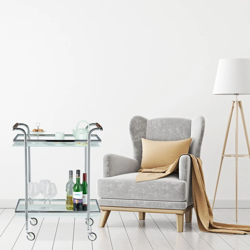 Relaxdays Šoninis staliukas-vežimėlis iš matinio stiklo