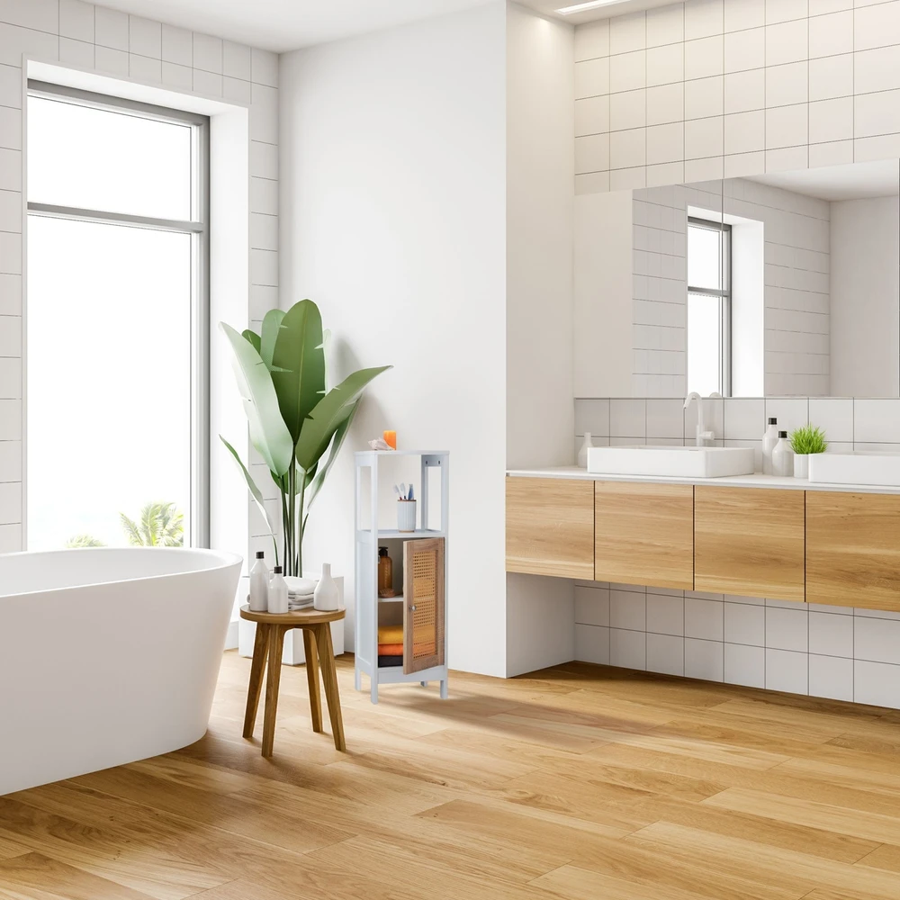 Relaxdays Spintelė su rotango imitacijos durelėmis ir 3 lentynomis