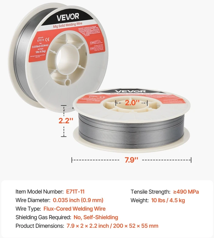 VEVOR Srautinio suvirinimo viela E71T-11