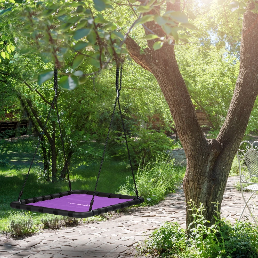 Relaxdays Stačiakampės formos lizdinės sūpynės, violetinės