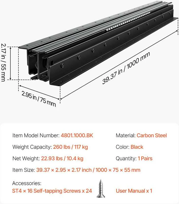 VEVOR Stalčių bėgeliai po laiptais 100 cm 117 kg