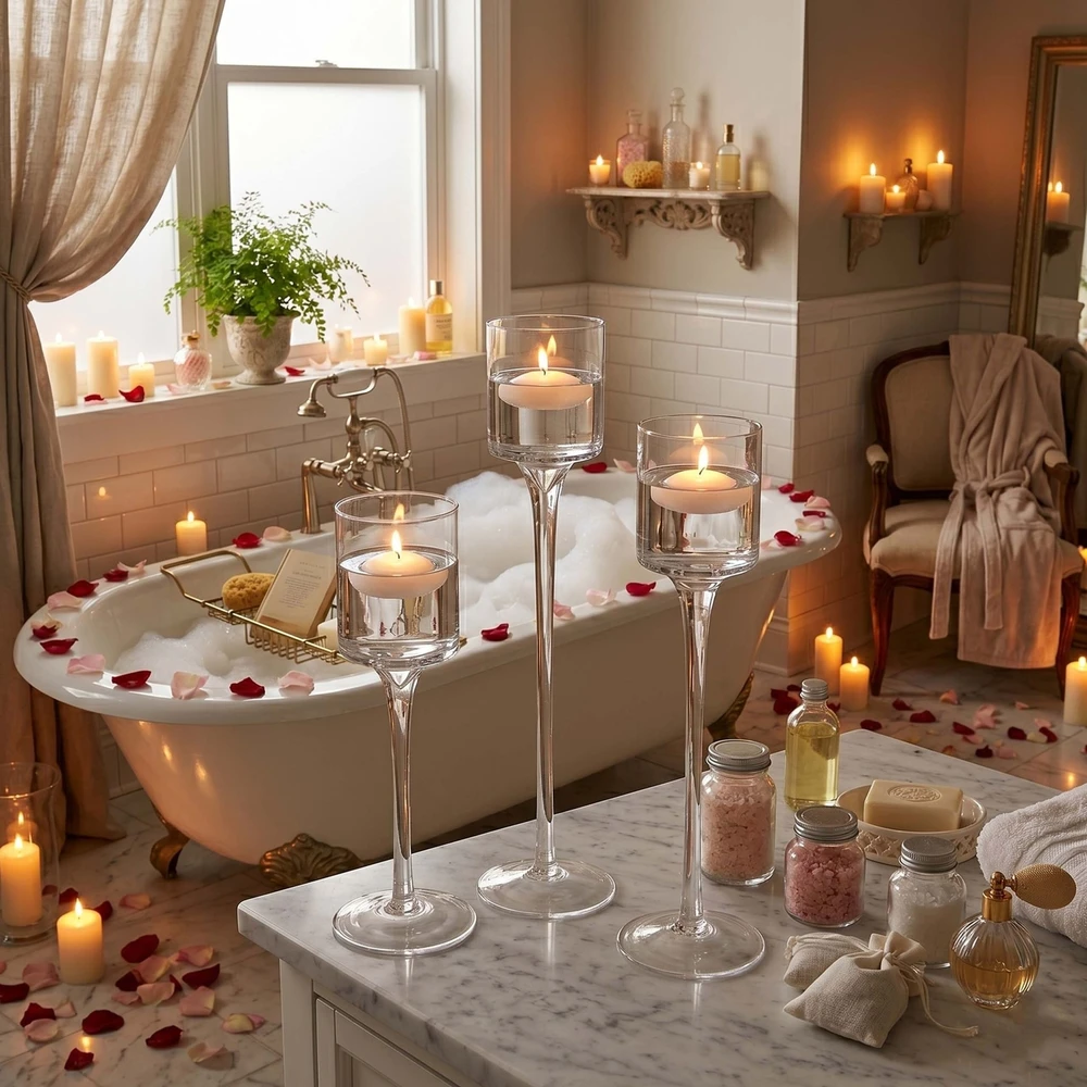 Relaxdays Stiklinės žvakidės, 3 vnt. rinkinys