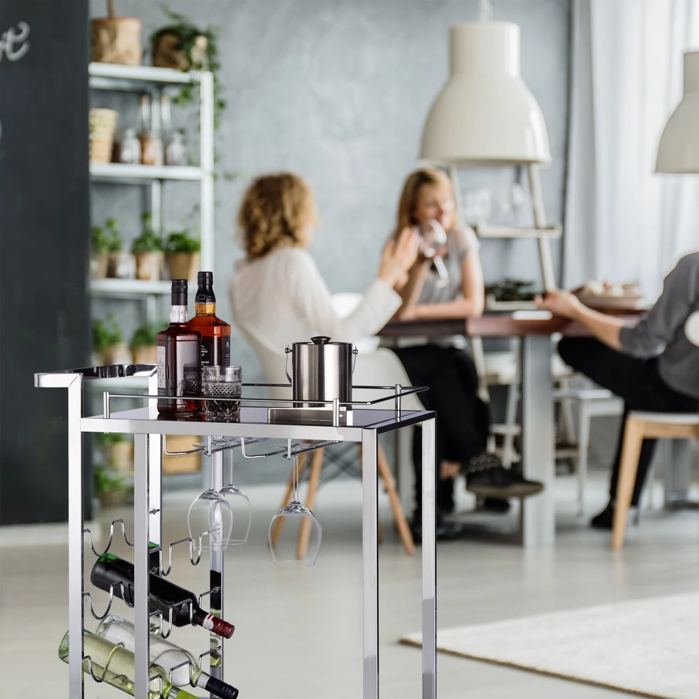 Relaxdays Stiklinis serviravimo vežimėlis