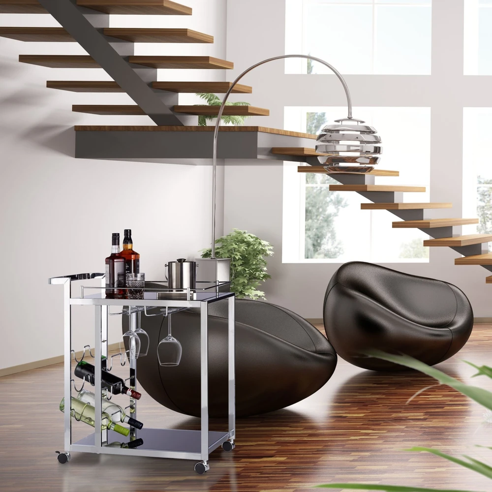 Relaxdays Stiklinis serviravimo vežimėlis
