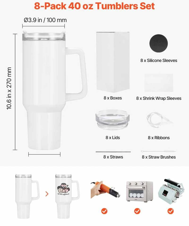 VEVOR Sublimaciniai termo puodeliai, 8 vnt., 1183 ml