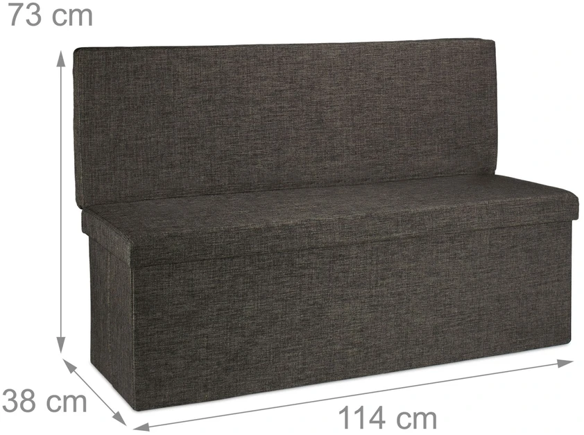 Relaxdays Sulankstoma daiktadėžė-pufas su atlošu XL