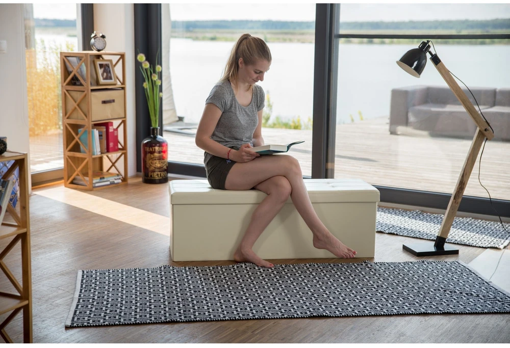 Relaxdays Sulankstoma daiktadėžė-sėdynė iš dirbtinės odos