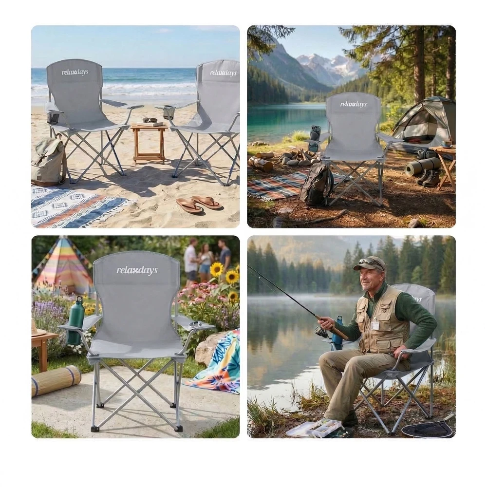 Relaxdays Sulankstoma kempingo kėdė, 2 vnt. rinkinys
