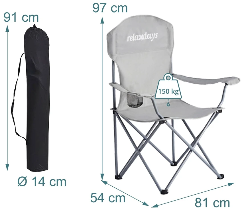 Relaxdays Sulankstoma kempingo kėdė, 2 vnt. rinkinys