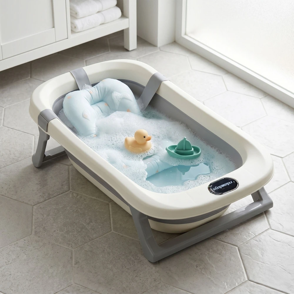 Relaxdays Sulankstoma kūdikio vonelė ir pagalvėlė