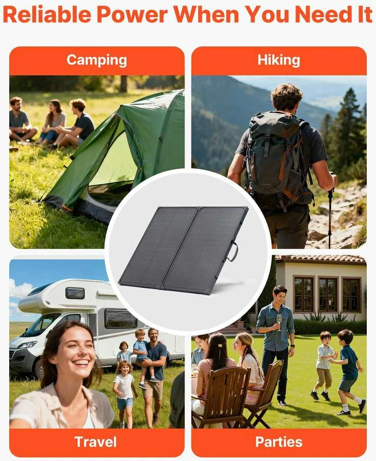 VEVOR Sulankstomas 100W saulės panelis su rėmu