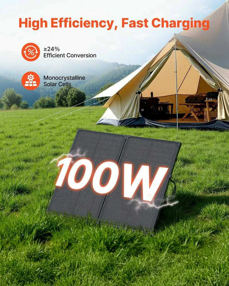 VEVOR Sulankstomas 100W saulės panelis su rėmu