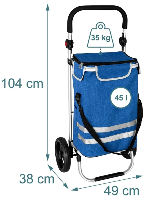 Relaxdays Sulankstomas pirkinių vežimėlis, 45 l
