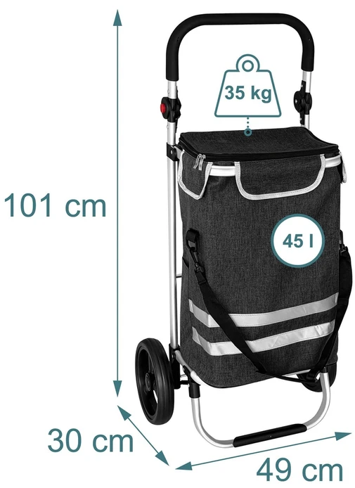 Relaxdays Sulankstomas pirkinių vežimėlis, 45 l