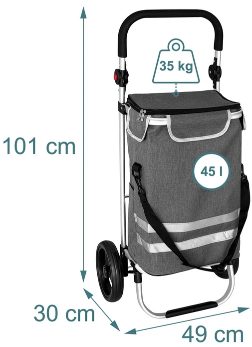 Relaxdays Sulankstomas pirkinių vežimėlis, 45 l