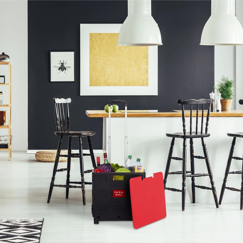 Relaxdays Sulankstomas pirkinių vežimėlis su dangčiu