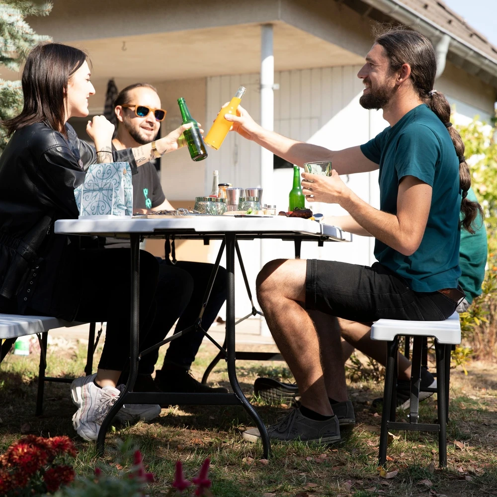 Lauko baldų komplektas Relaxdays Sulankstomas sodo baldų komplektas baltas