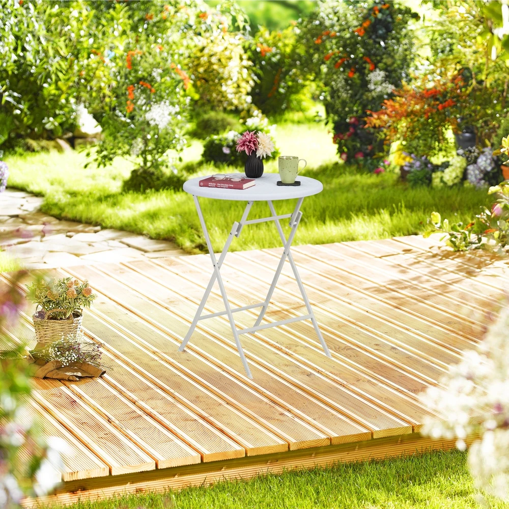 Relaxdays Sulankstomas sodo stalas su ratano imitacija