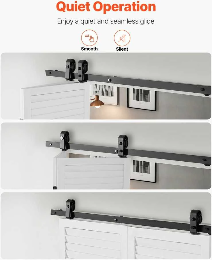 VEVOR Sulankstomo stumdomo durų bėgelio rinkinys 132 cm