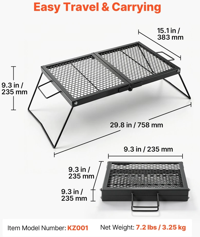 VEVOR Sulankstomos laužo grotelės 61 cm