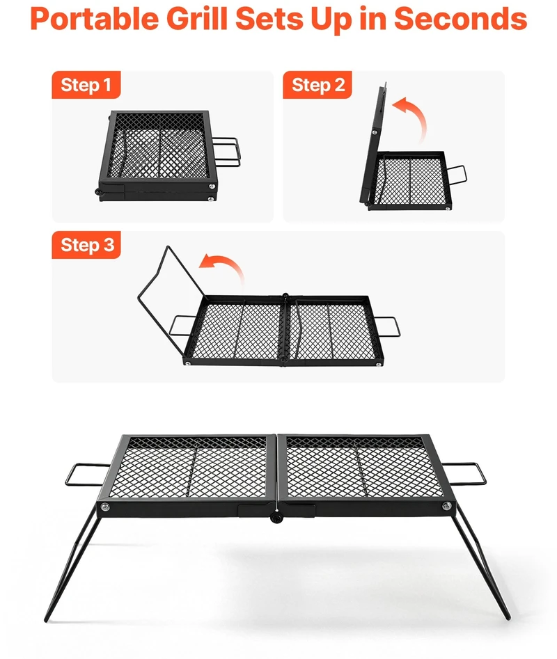 VEVOR Sulankstomos laužo grotelės 61 cm