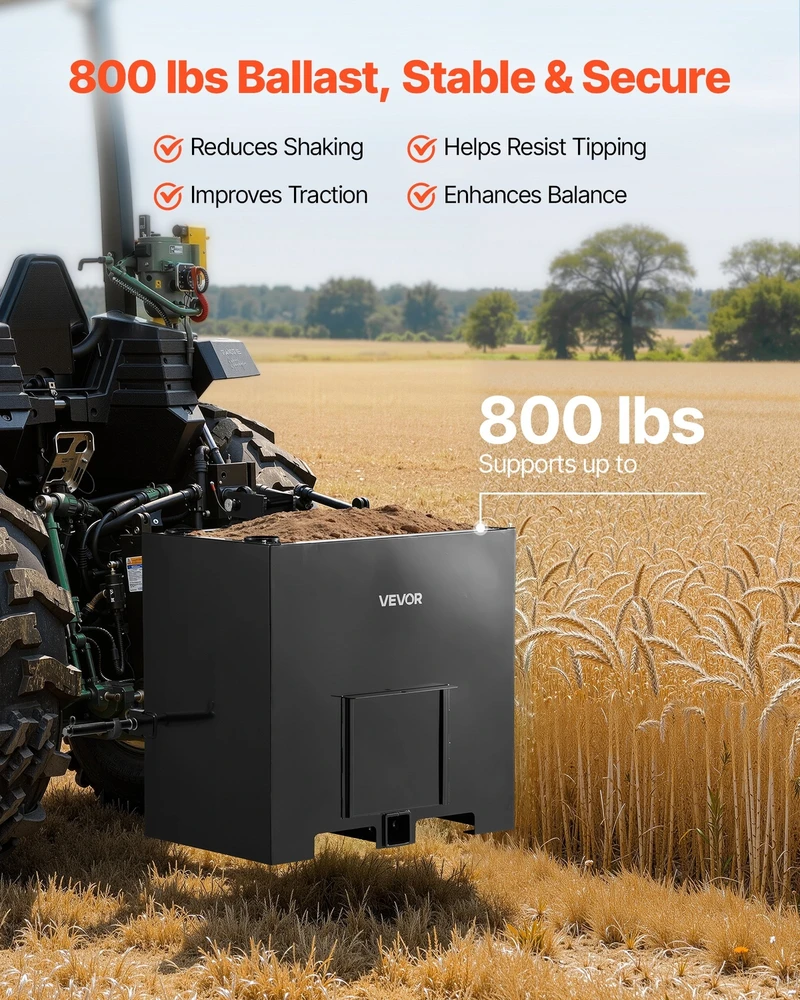 Vevor Svorio dėžė traktoriams, 363 kg talpa, juoda